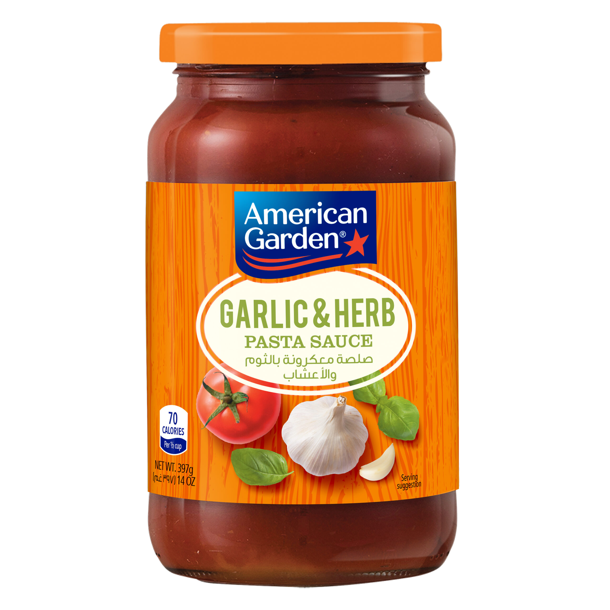 AMERICAN GARDEN PASTA SAUCE GARLIC & HERB 397G