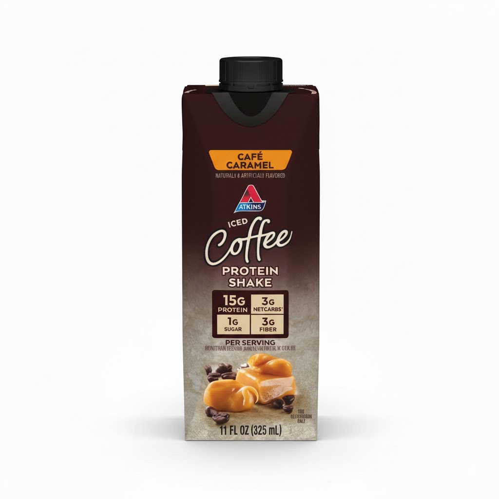 ATKINS CAFE CARAMEL PROTEIN SHAKE 325ML 1 ATKINS CAFE CARAMEL PROTEIN SHAKE 325ML