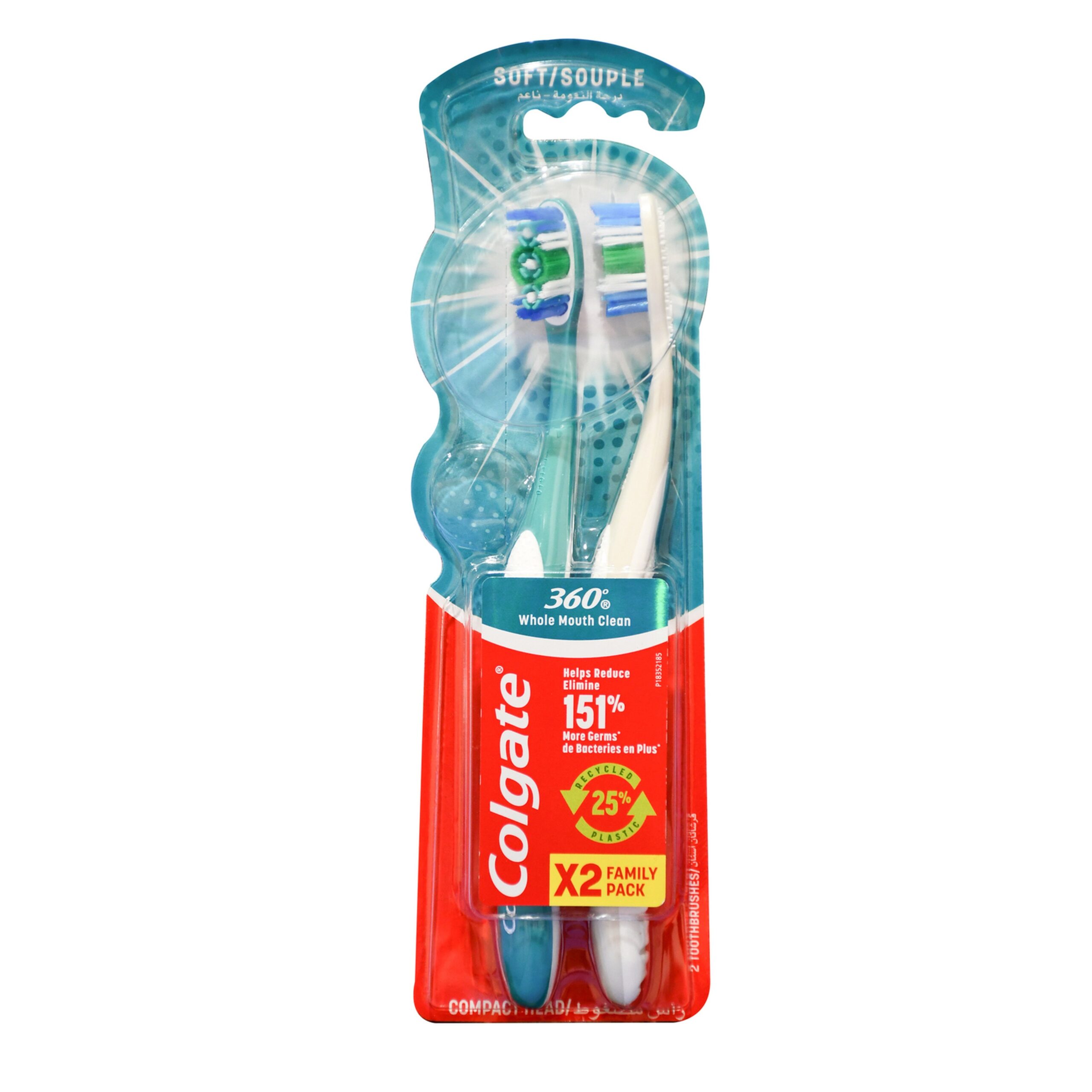 COLGATE TOOTH BRUSH 360 WHOLE MOUTH CLEAN SOFT TWIN PACK