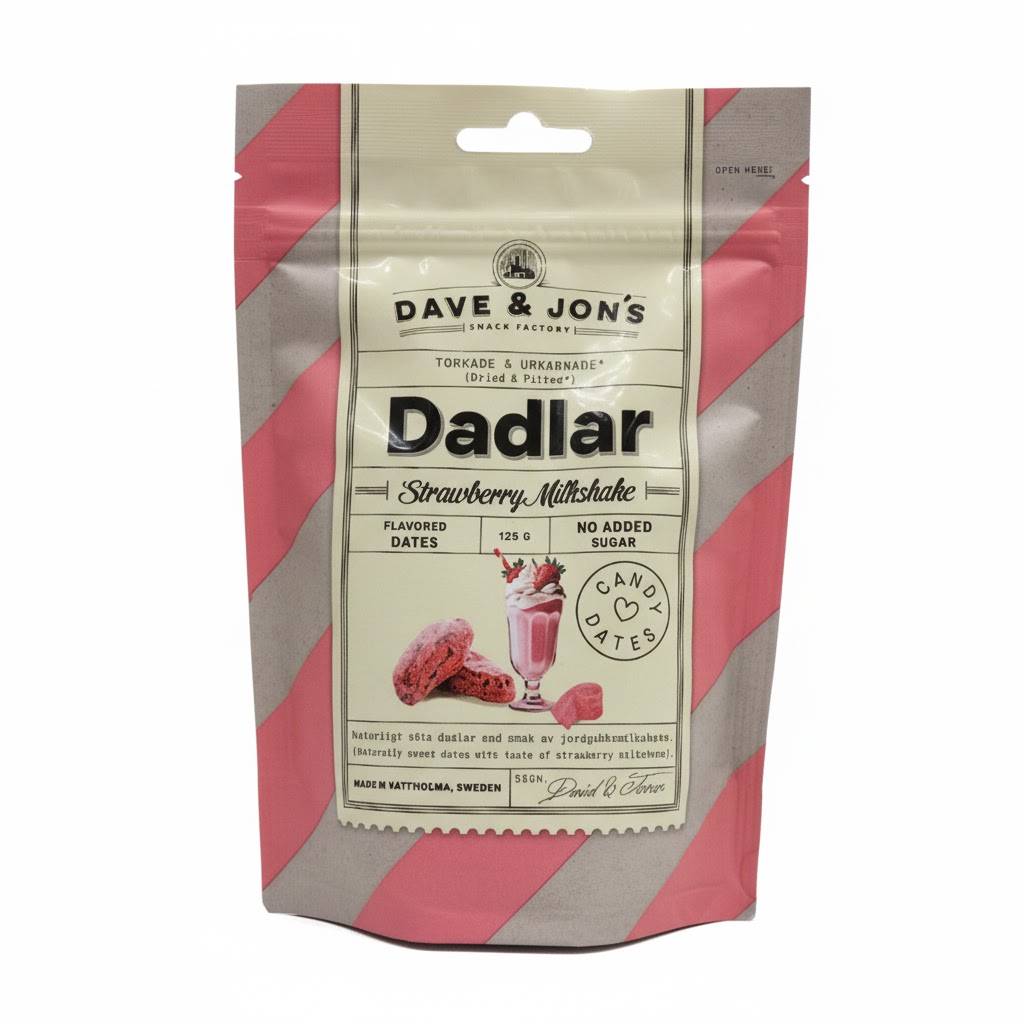 DAVE&JONS DADLAR CANDY DATES STRAWBERRY & MILKSHAKE FLVR 125G