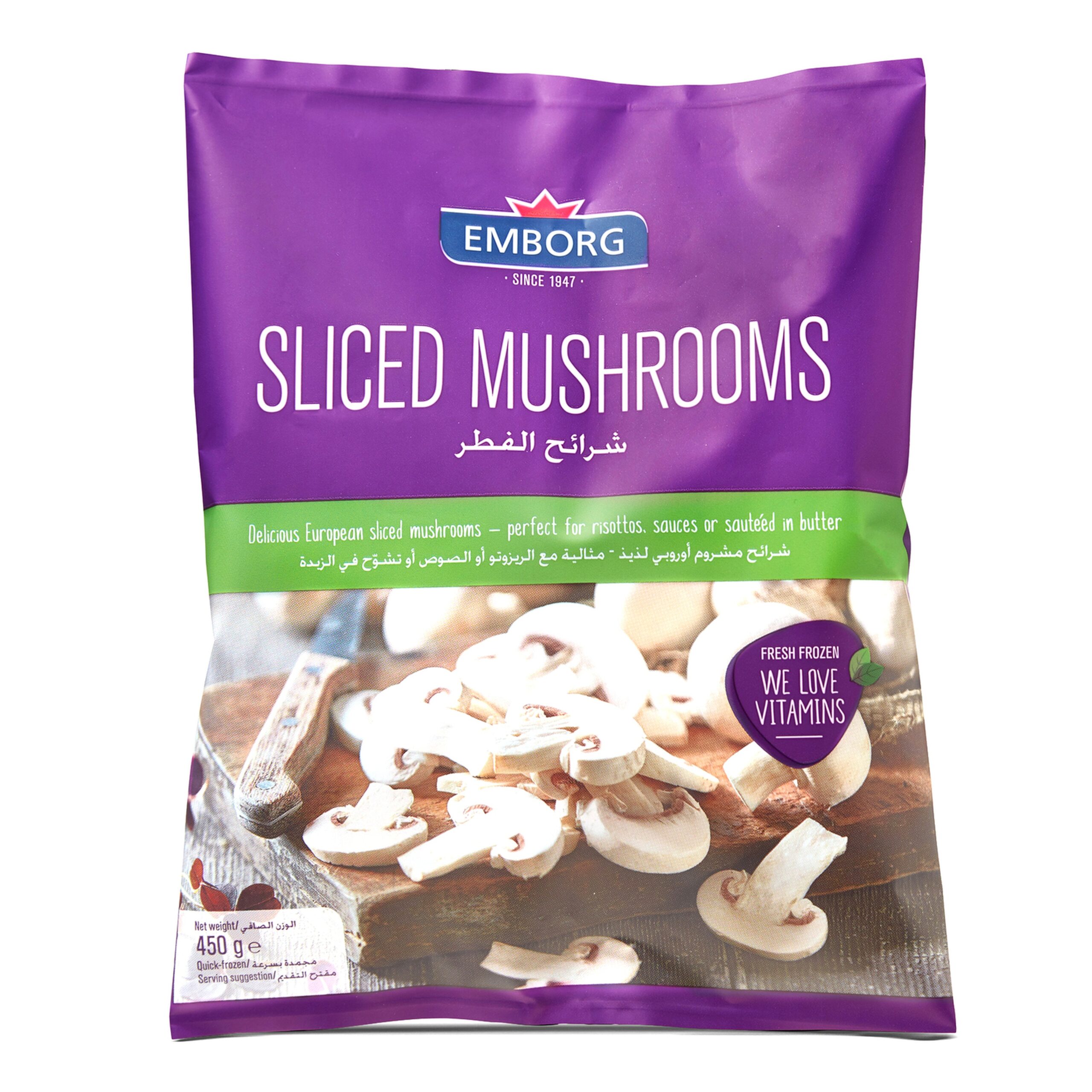 EMBORG FROZEN SLICED MUSHROOMS 450G