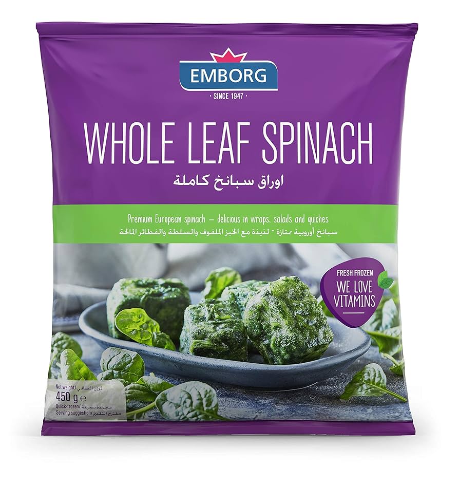 EMBORG FROZEN WHOLE LEAF SPINACH 450G