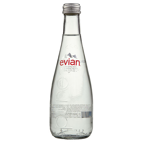 EVIAN MINERAL WATER GLASS BOTTLE 330ML