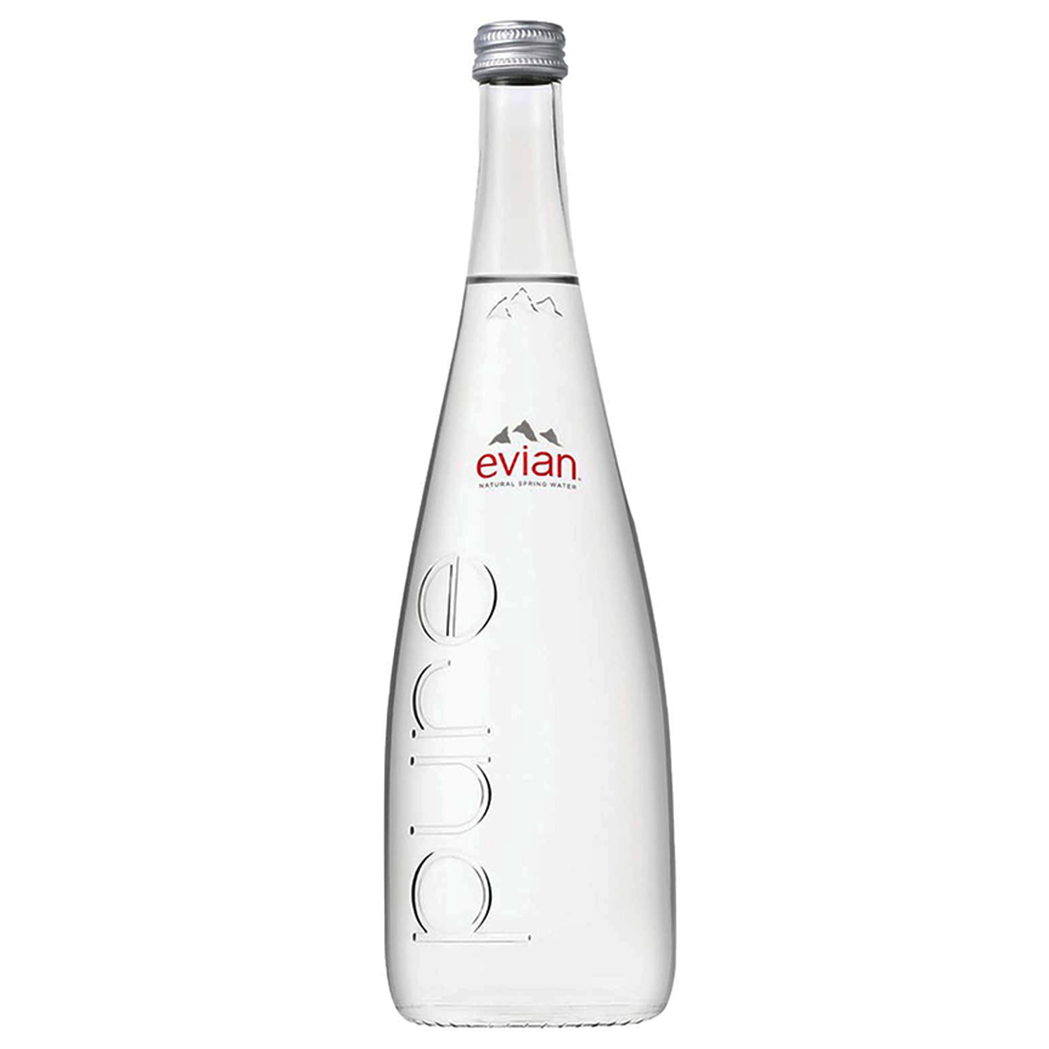 EVIAN MINERAL WATER GLASS BOTTLE 750ML