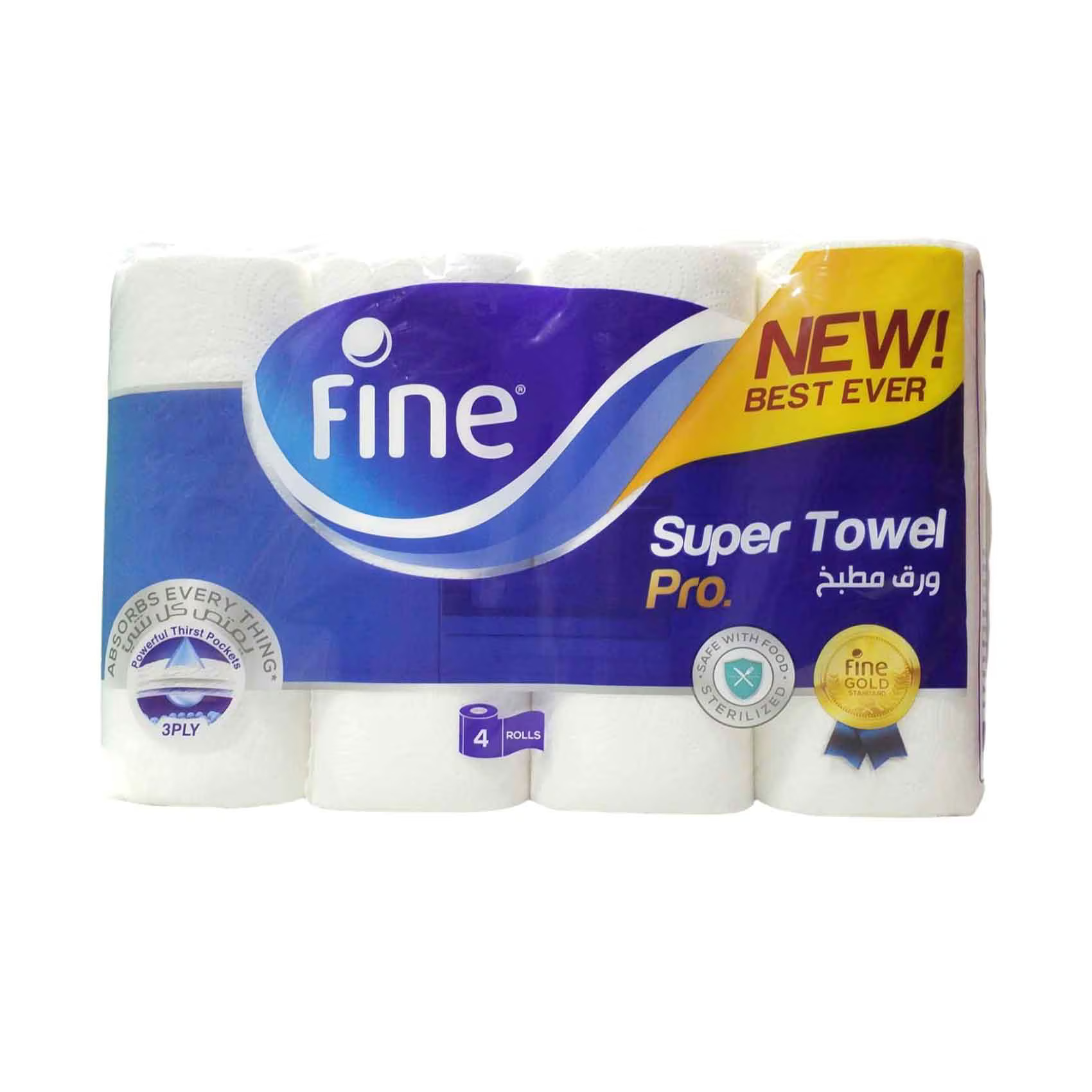 FINE KITCHEN ROLL SUPER PRO 3PLY 4S