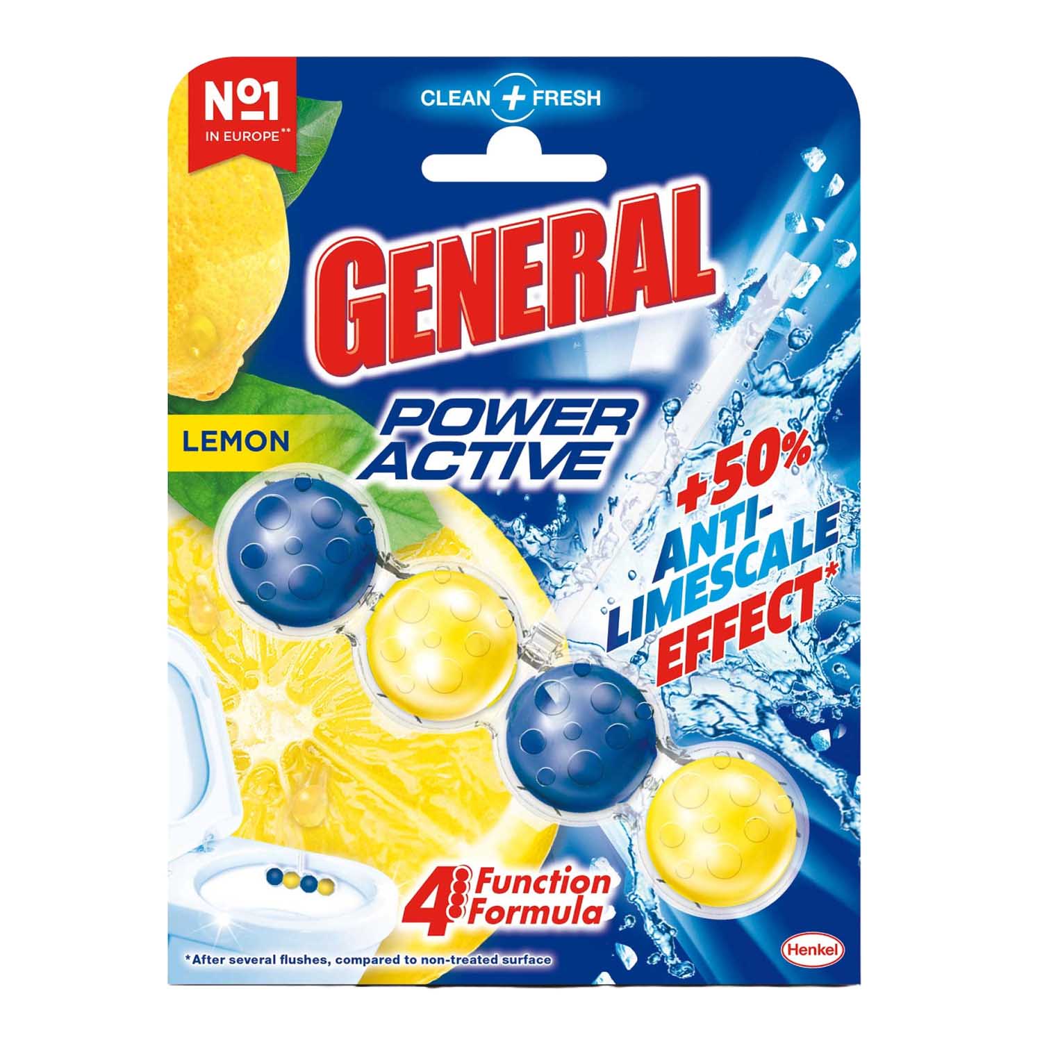 GENERAL POWER ACTIVE TOILET BLOCK LEMON 4S 50G