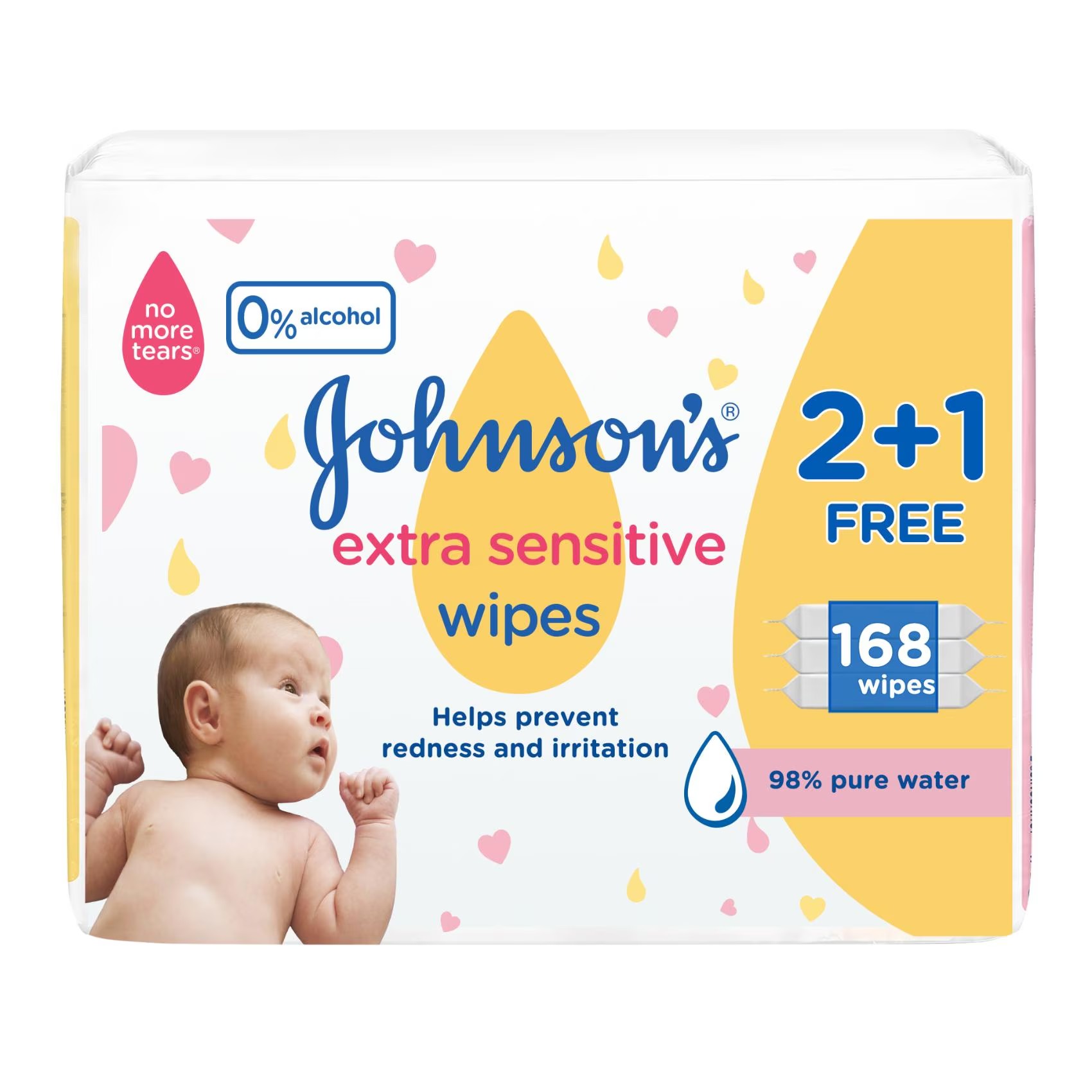 JOHNSONS BABY WIPES EXTRA SENSITIVE 56S 2+1FREE
