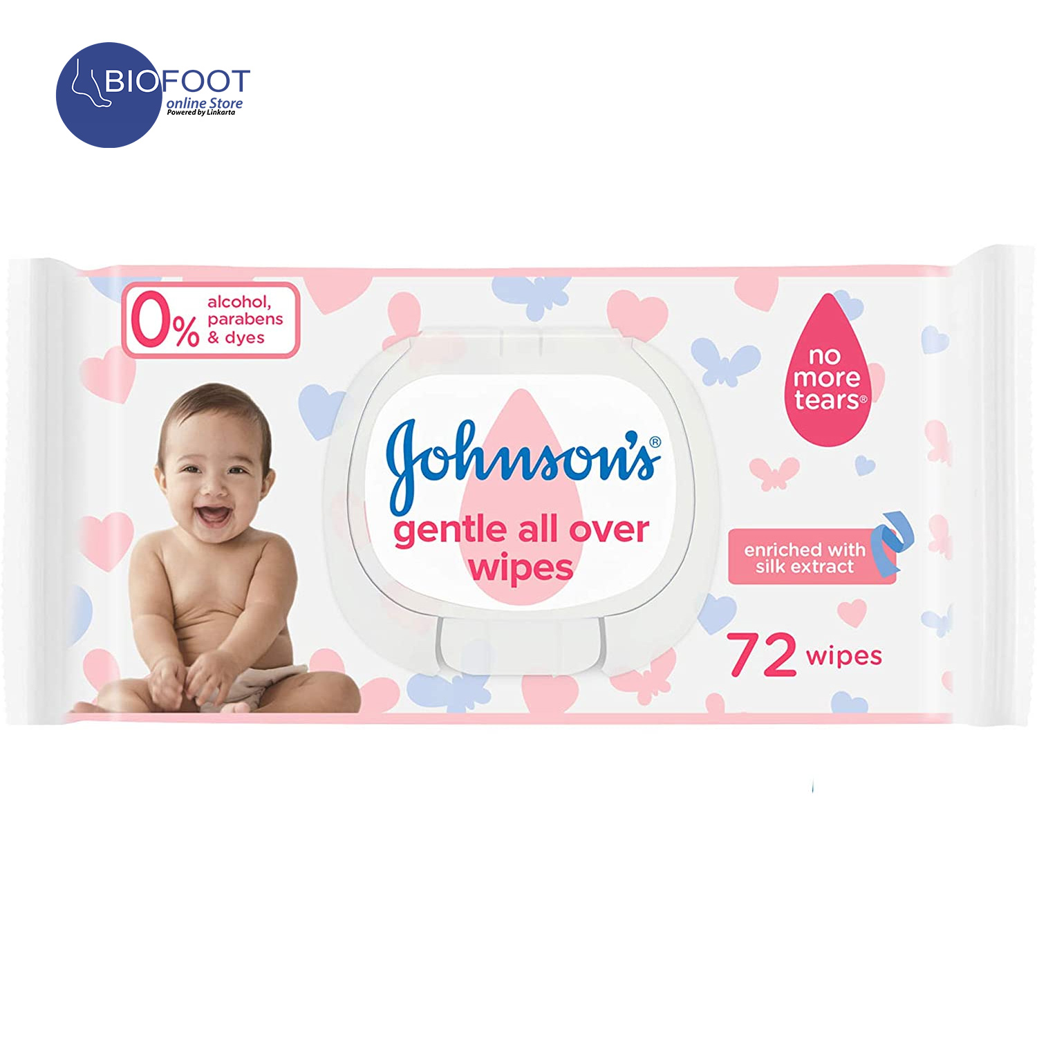 JOHNSONS BABY WIPES GENTLE 72S