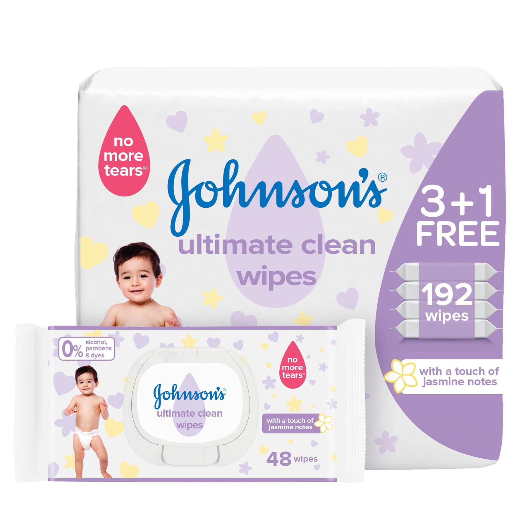 JOHNSONS BABY WIPES ULTIMATE CLEAN 48S 3+1FREE