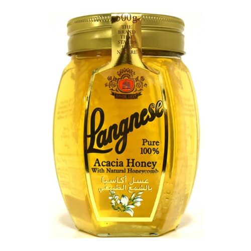 LANGNESE ACACIA HONEY WITH NATURAL HONEYCOMB 500G