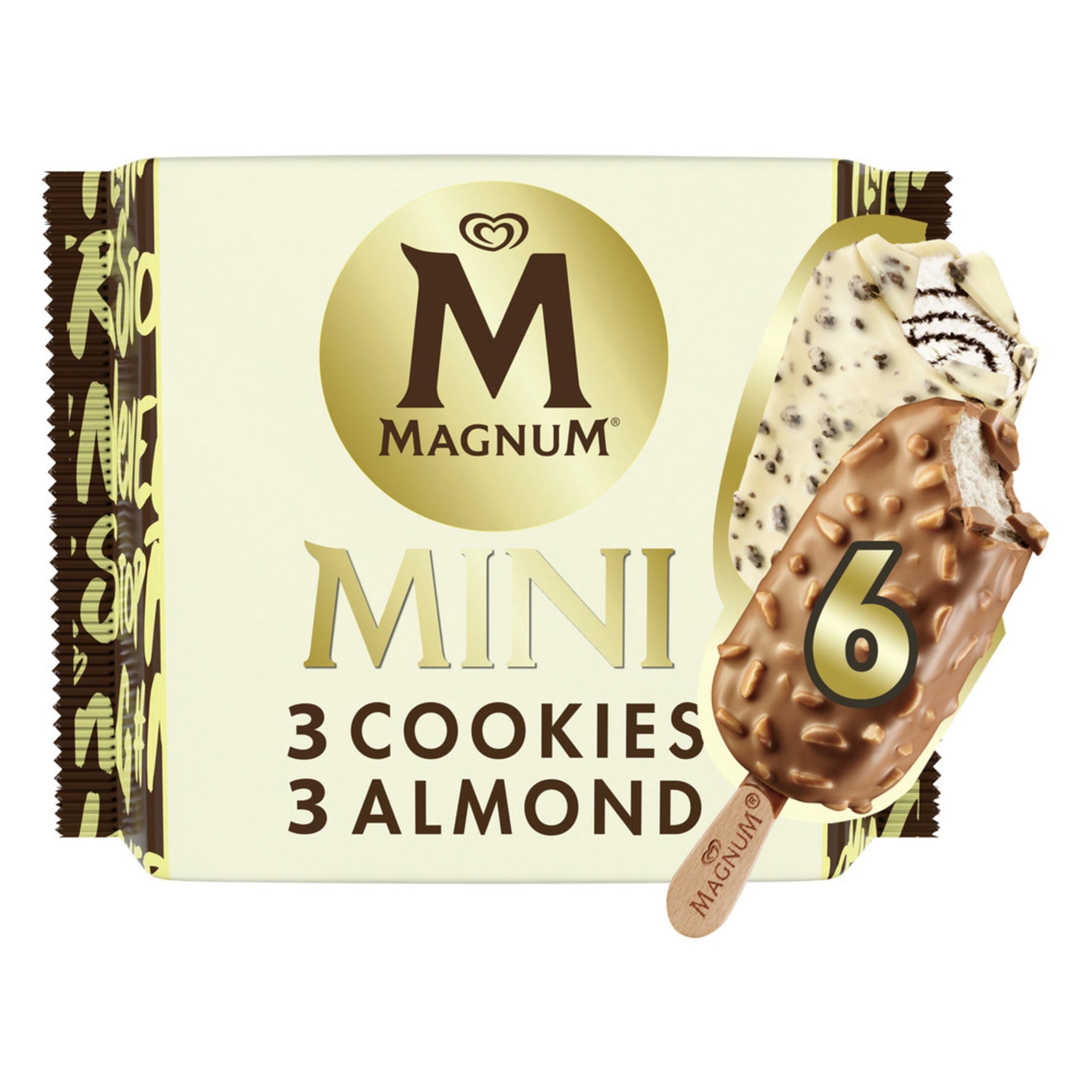 MAGNUM ICE CREAM MINI COOKIES ALMOND 6S 330ML
