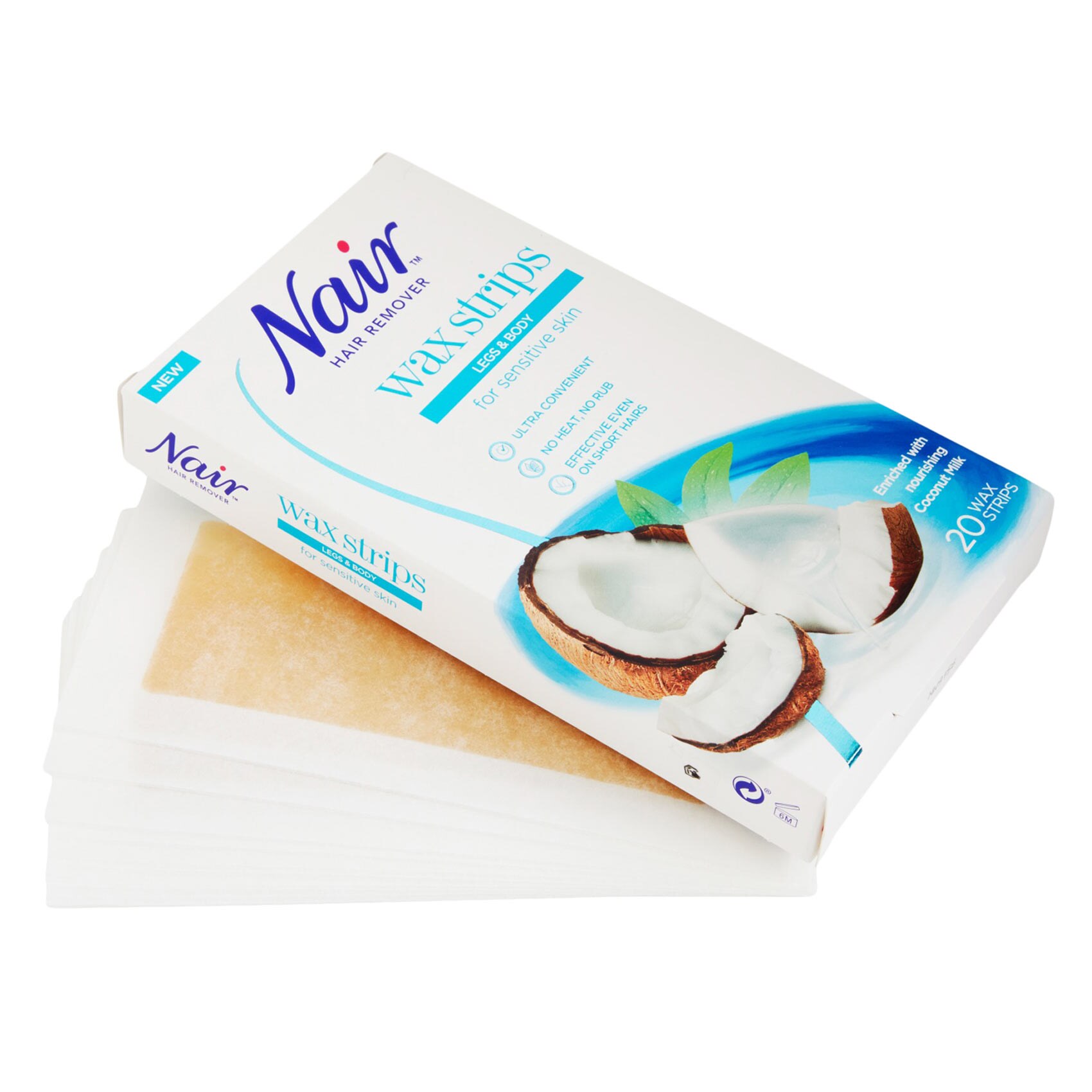 NAIR HAIR REMOVER WAX STRIPS BODY COCONUT 20STRIPS