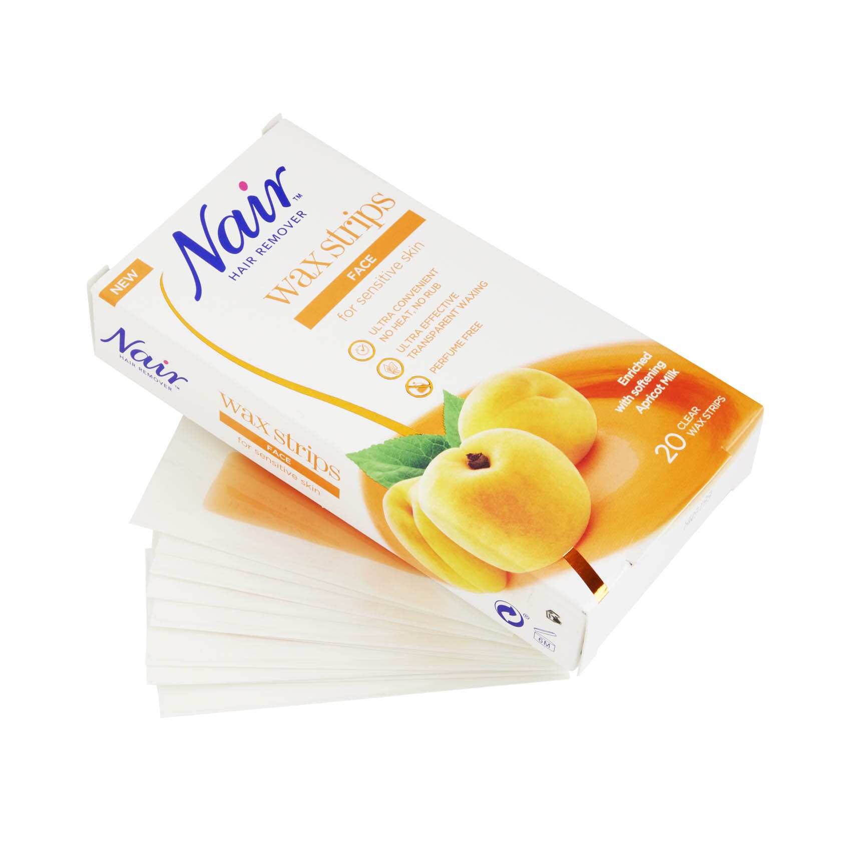 NAIR HAIR REMOVER WAX STRIPS FACE APRICOT 20STRIPS