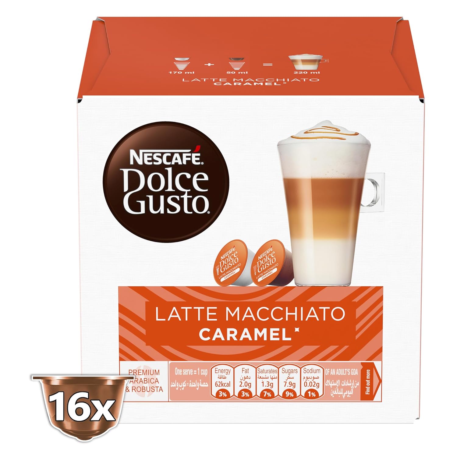 NESCAFE DOLCE GUSTO CAPSULES LATTE MACCHIATO CARAMEL 145G