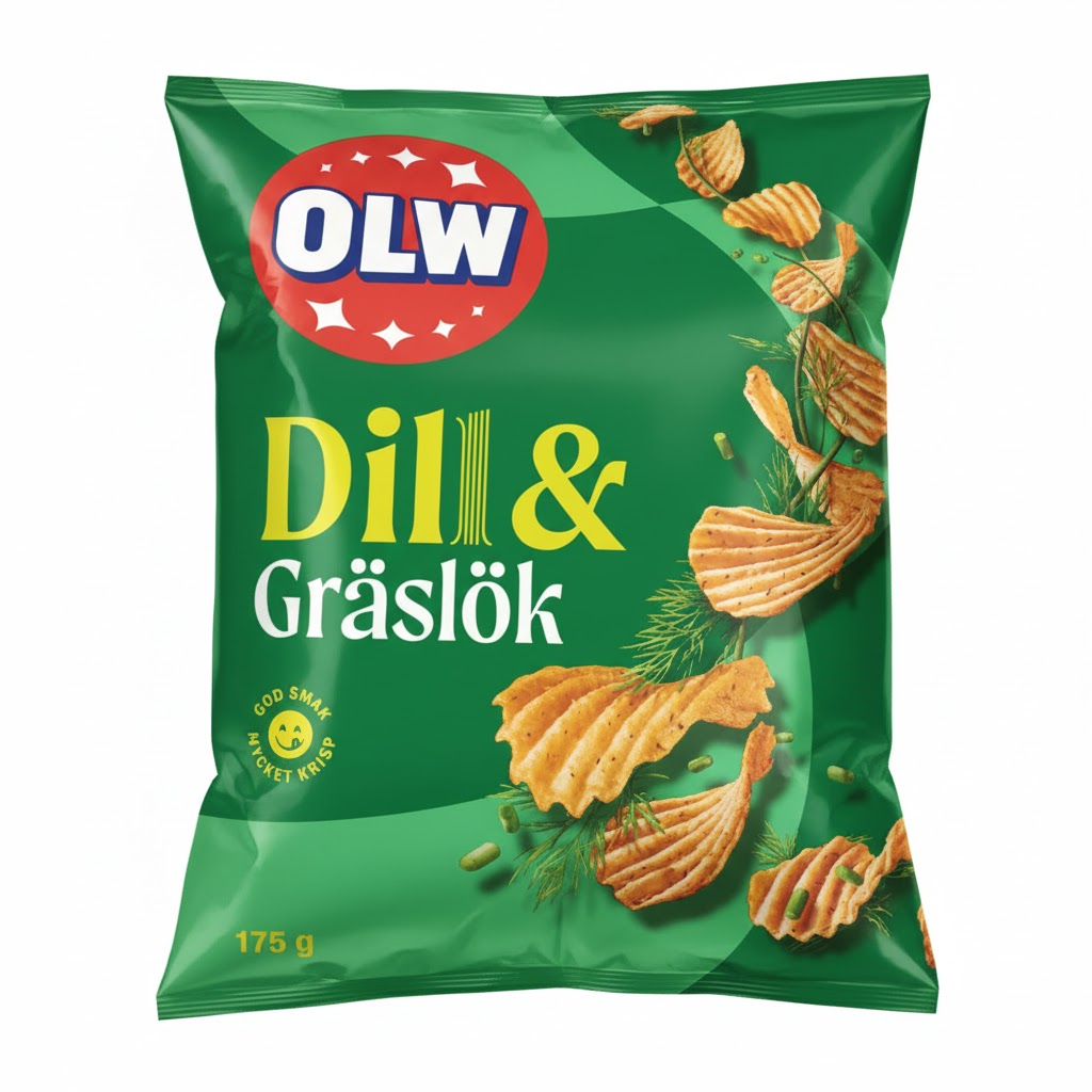 OLW POTATO CHIPS DILL & CHIVE FLVR 175G
