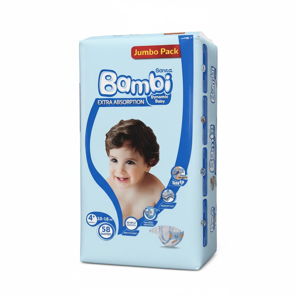 SANITA BAMBI EXTRA ABSORPTION DIAPERS LARGE+ 58S