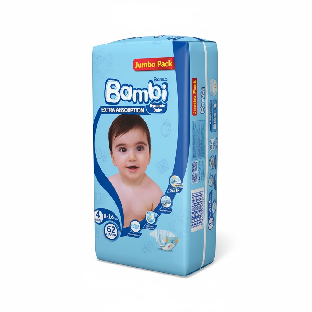 SANITA BAMBI EXTRA ABSORPTION DIAPERS LARGE 62S