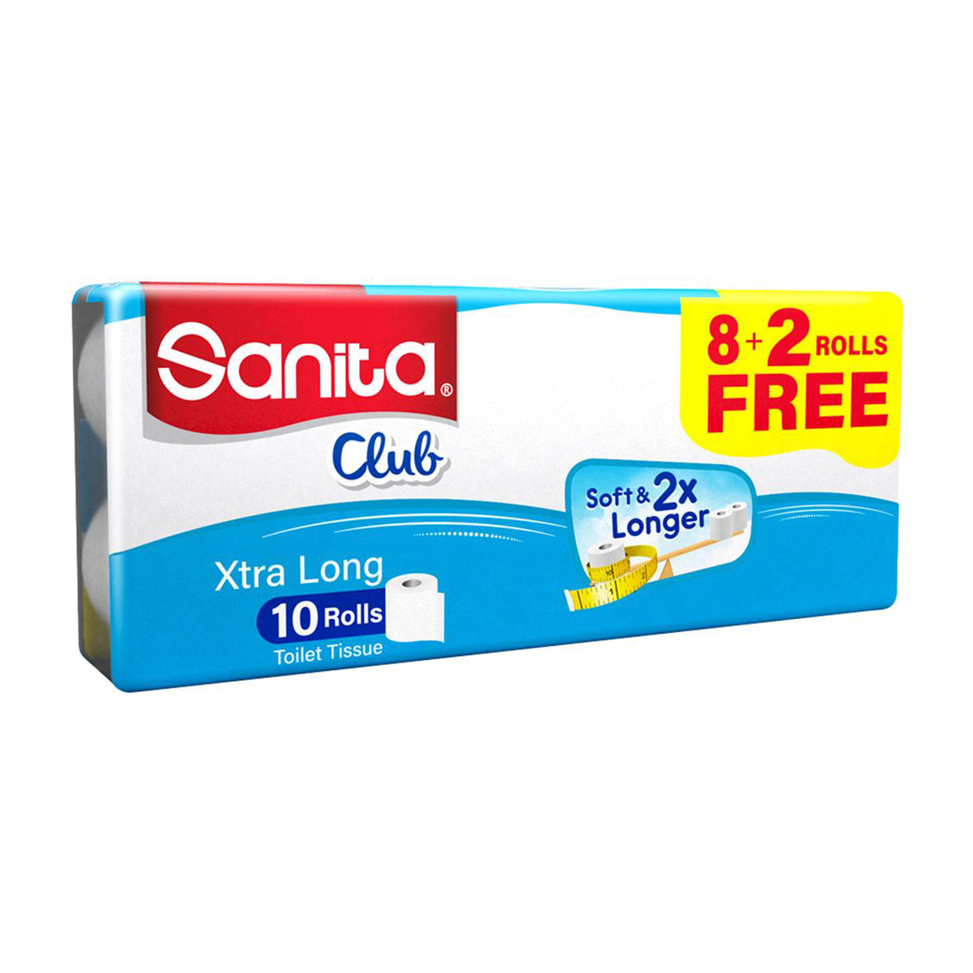 SANITA CLUB TOILET ROLL XTRA LONG 8+2FREE