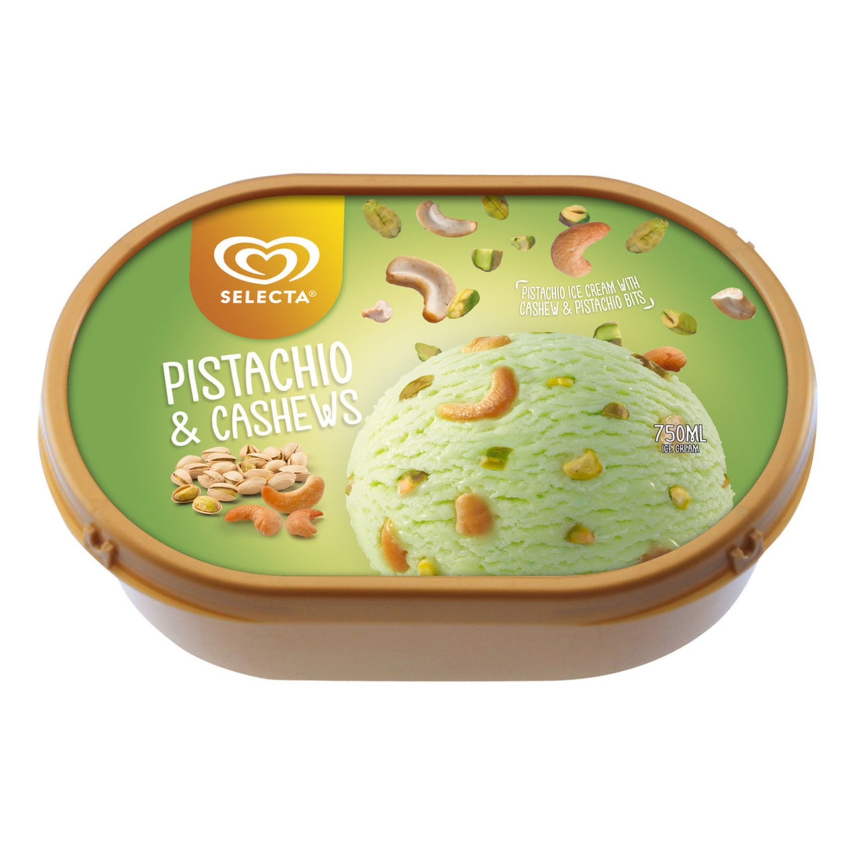 SELECTA ICE CREAM PISTACHIOS & CASHEWS 750ML