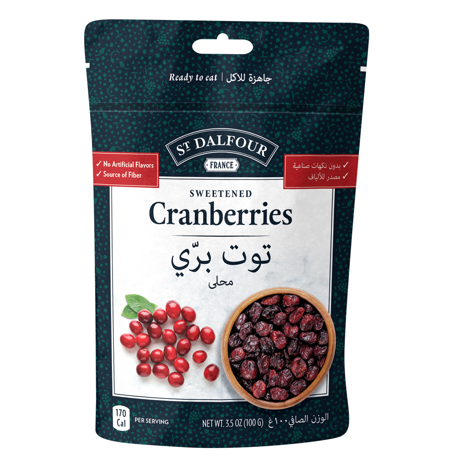 ST DALFOUR SWEETENED CRANBERRIES 100G
