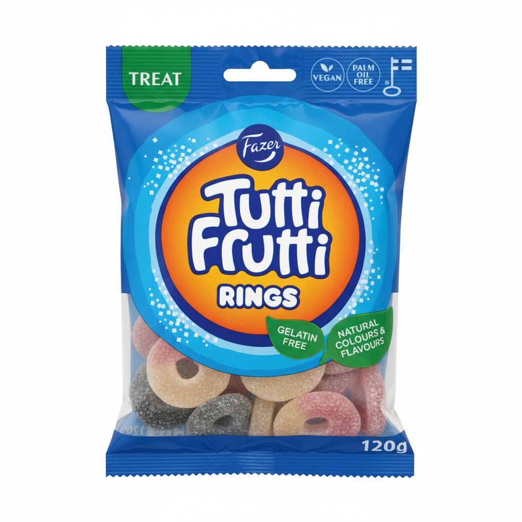 TUTTI FRUTTI GUMMY CANDY RINGS 120G