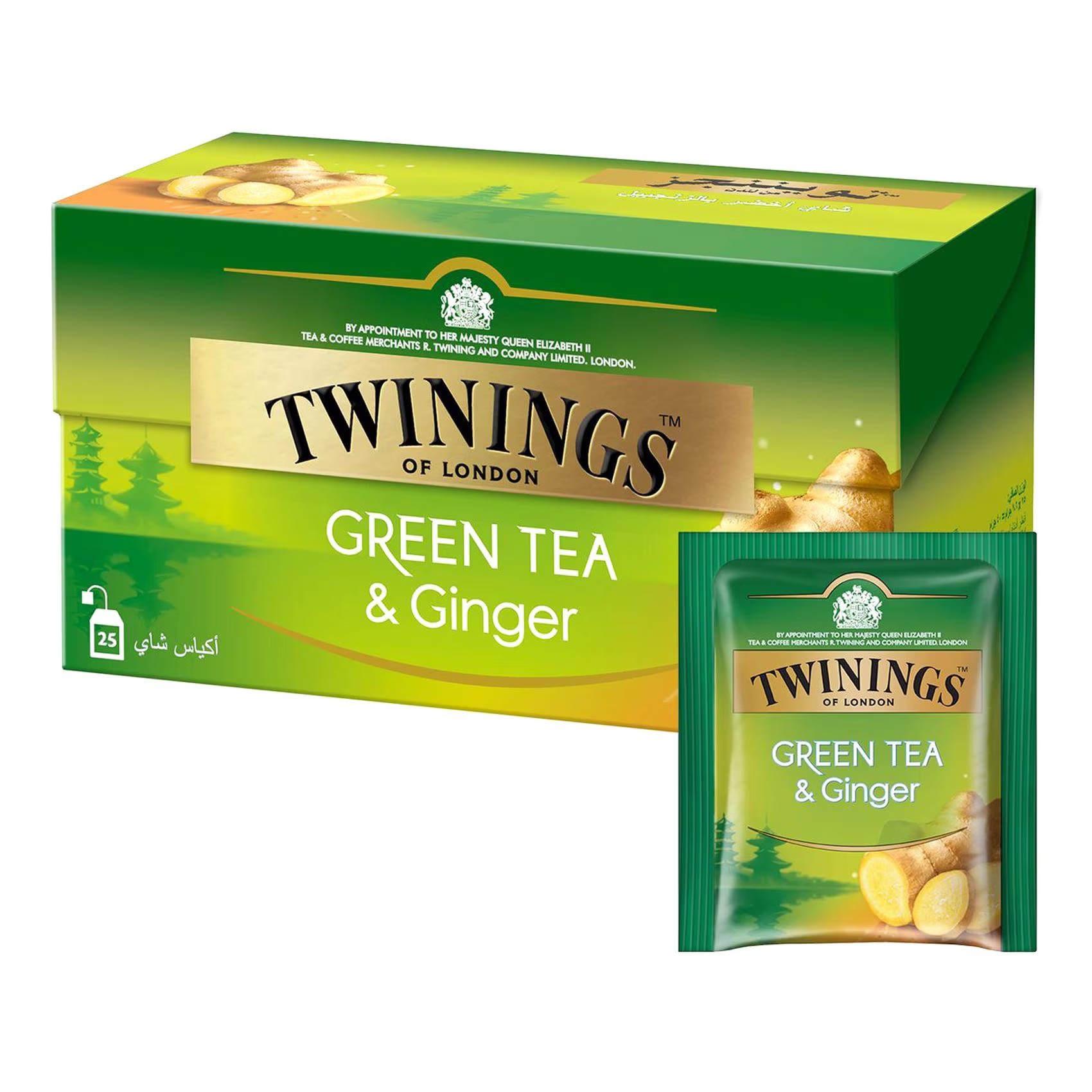 TWININGS GREEN TEA GINGER 25S