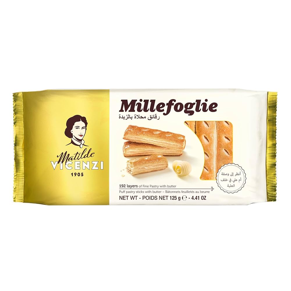 VICENZI MILLEFOGLIE PUFF PASTRY CHOCO CREAM FILL 100G