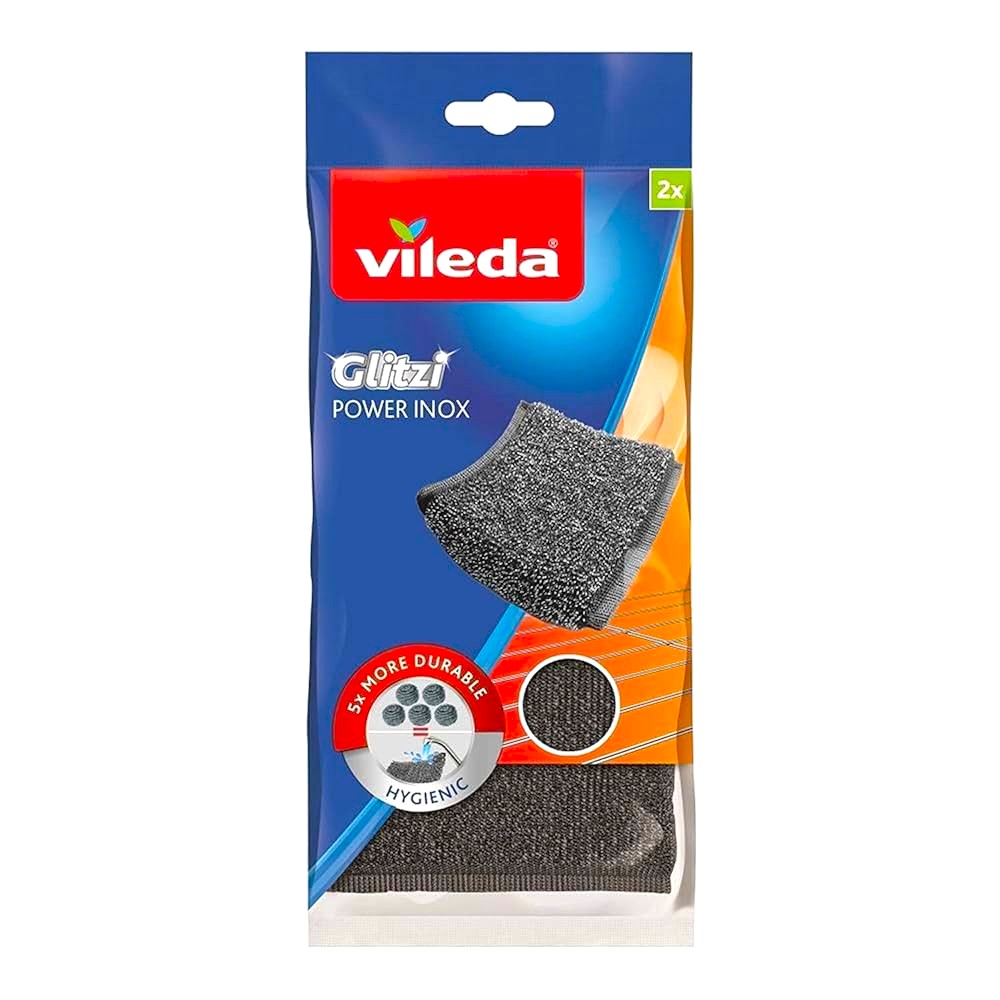 VILEDA GLITZI POWER INOX SCOURER FLAT 2S