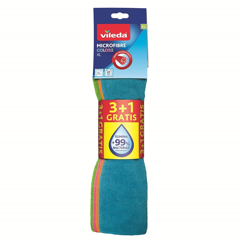 VILEDA MICROFIBRE CLOTH COLOURS XL 4S