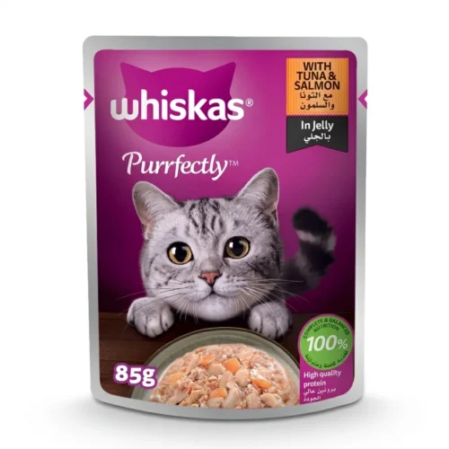 WHISKAS PURRFECTLY TUNA & SALMON IN JELLY 85G