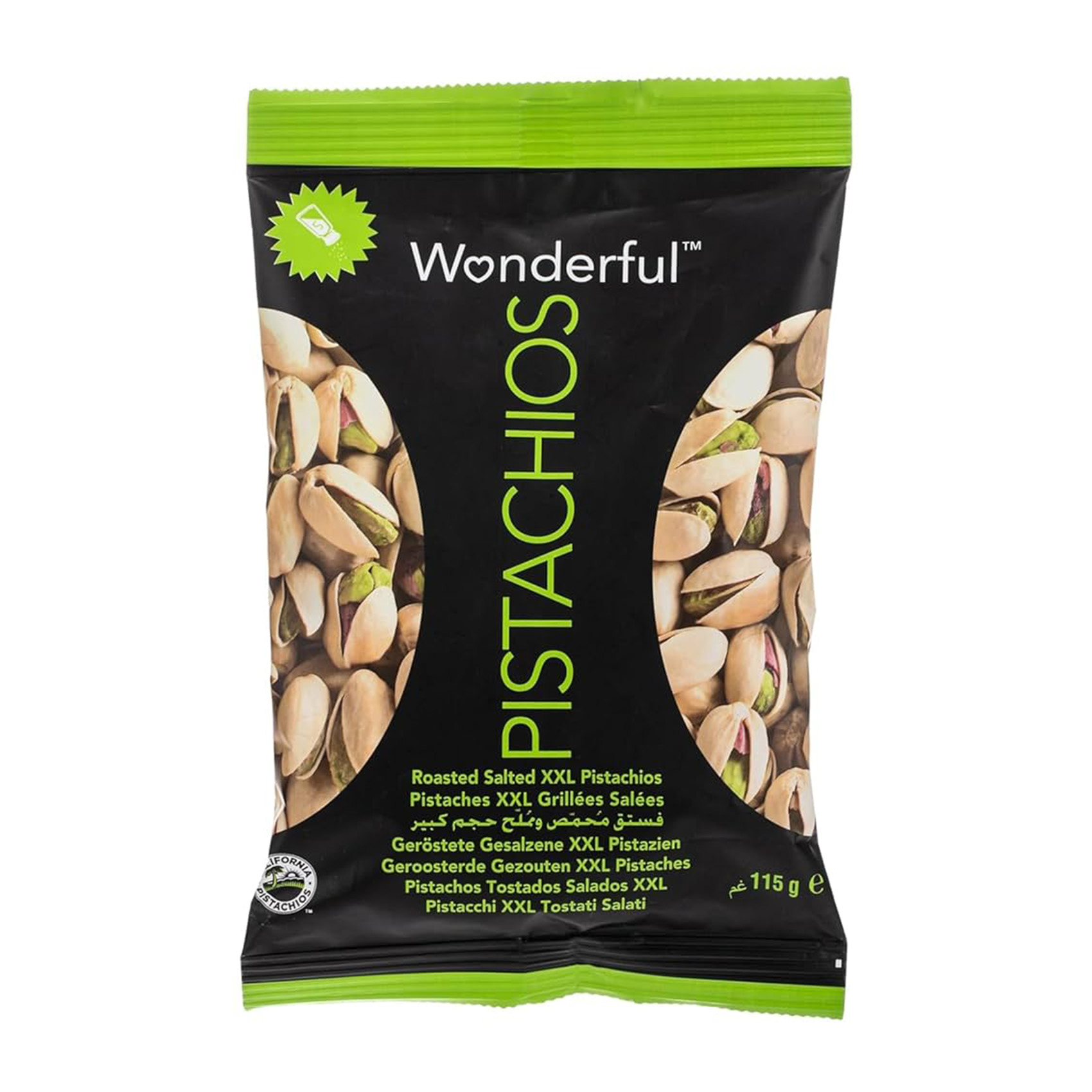 WONDERFUL PISTACHIOS POUCH ROASTED SALTED 115G