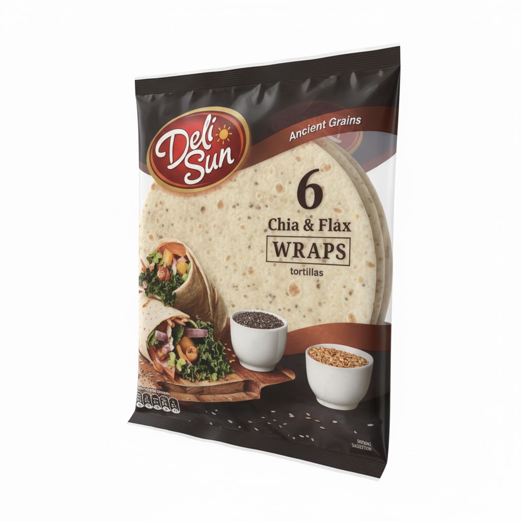 DELI SUN CHIA & FLAX WRAPS TORTILLAS 360G