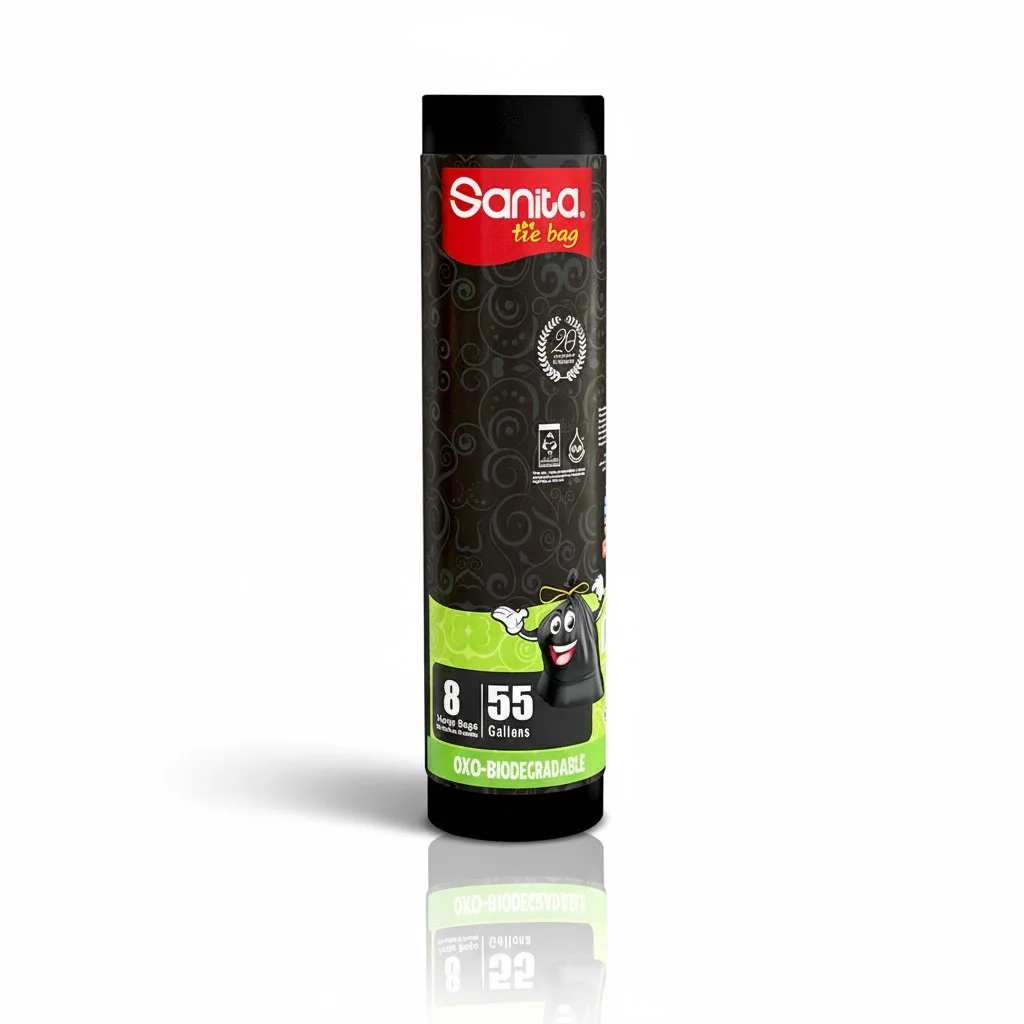 SANITA GARBAGE BAGS TIE 55 GALLONS 8S SANITA GARBAGE BAGS TIE 55 GALLONS 8S