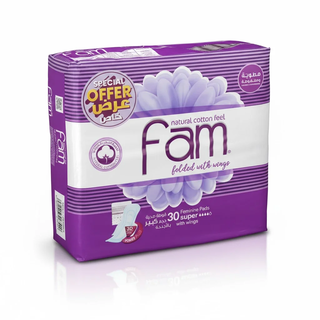 FAM FEMININE PADS SUPER WITH WINGS 30S