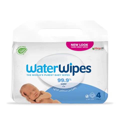 WATERWIPES PLASTIC FREE BABY WIPES 60S X 4
