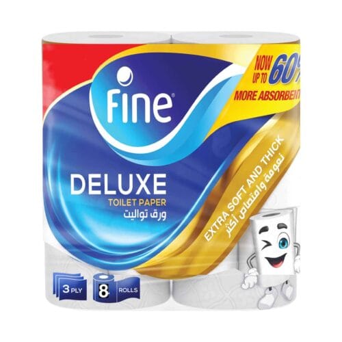 FINE TOILET PAPER DELUXE EXTA SOFT 3 PLY 8 ROLLS