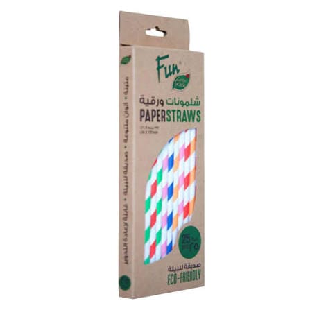 FUN PAPER STRAW ASSORTED COLOUR 25S