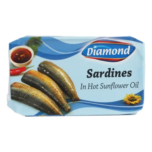 DIAMOND SARDINES IN HOT SUNFLOWER OIL 125GM