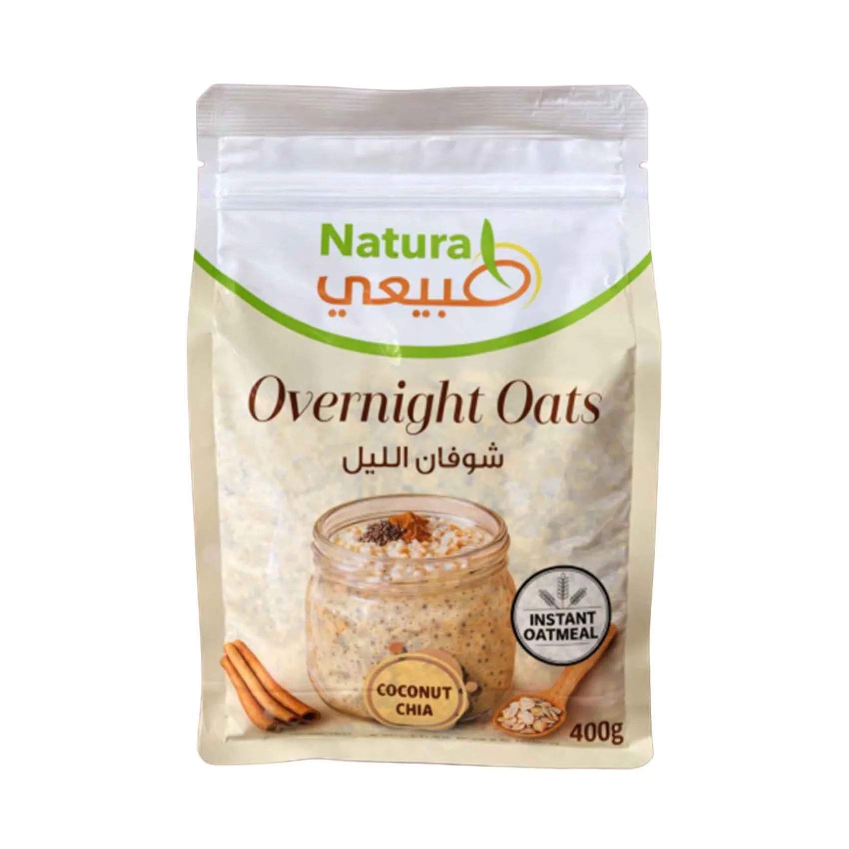 NATURAL OVERNIGHT OATS COCONUT CHIA 400GM NATURAL OVERNIGHT OATS COCONUT CHIA 400GM
