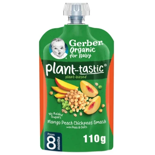 GERBER ORGANIC MANGO PEACH CHICKPEAS SMASH WITH PEAS&OATS 110GM